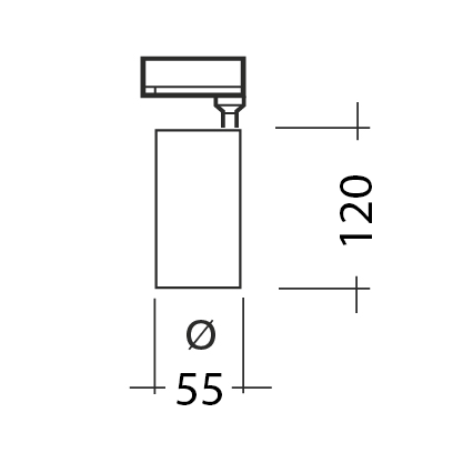 Ritning med diameter och höjd för spotlight Pipe 10 CCT TL